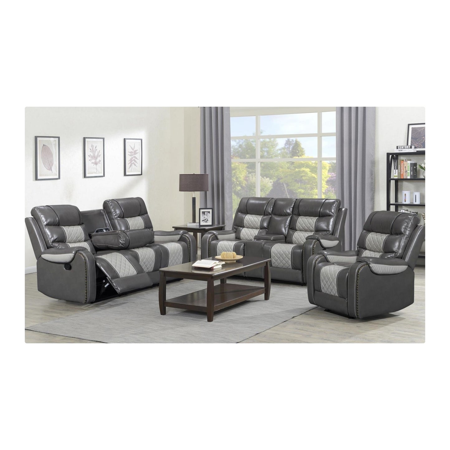 L645 Gray/Beige Manual Recliner