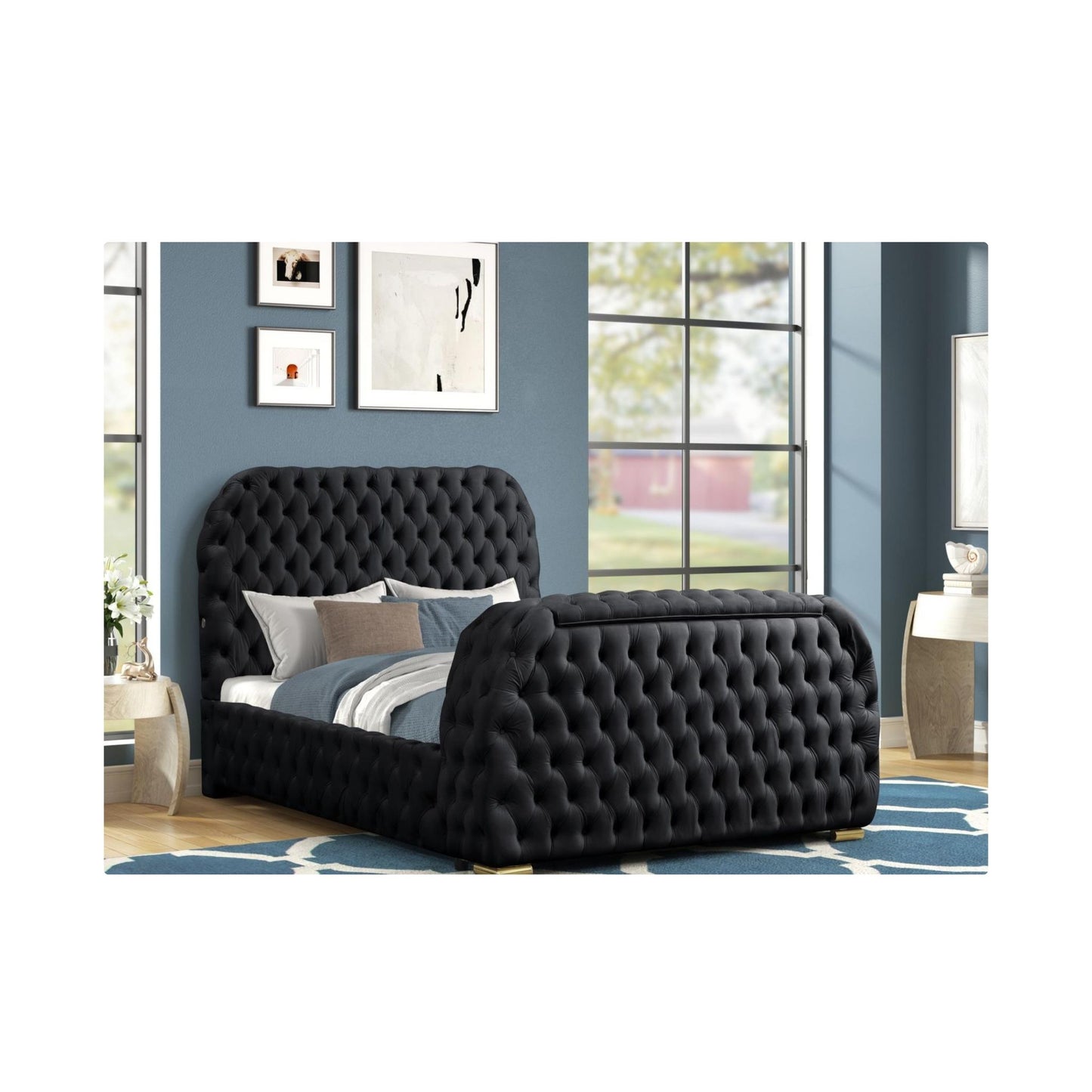 B140 Upholstered Velvet Bed