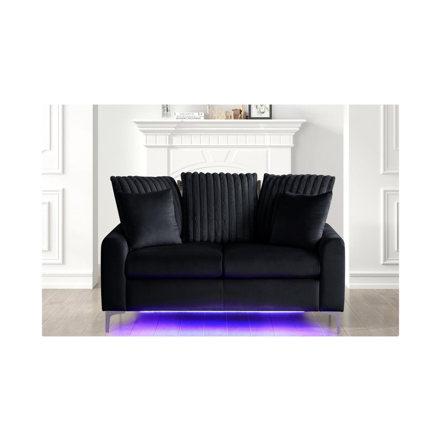 2 PIECE BLACK LIVINGROOM SET WITH LED LIGHTS LOVESEAT
