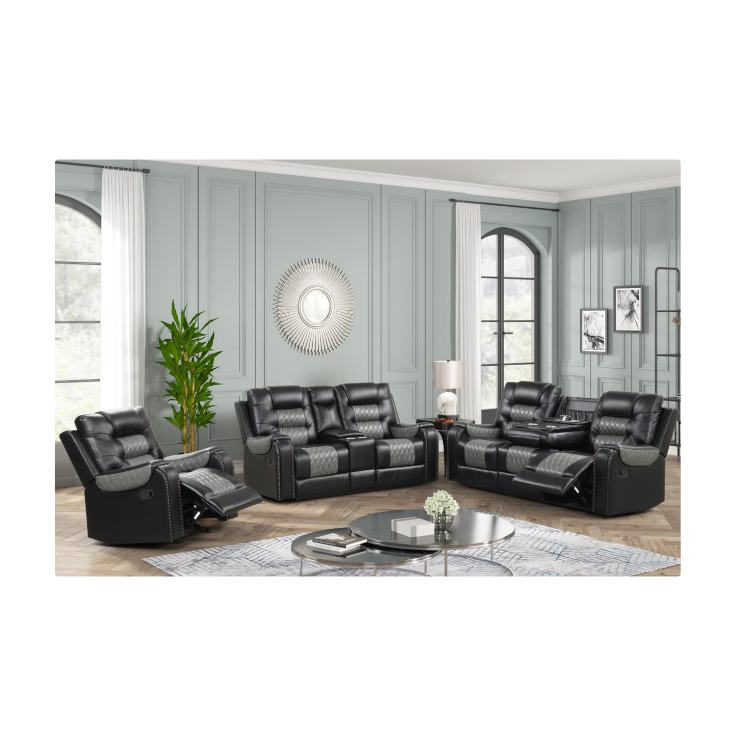 2 tone grey living room set