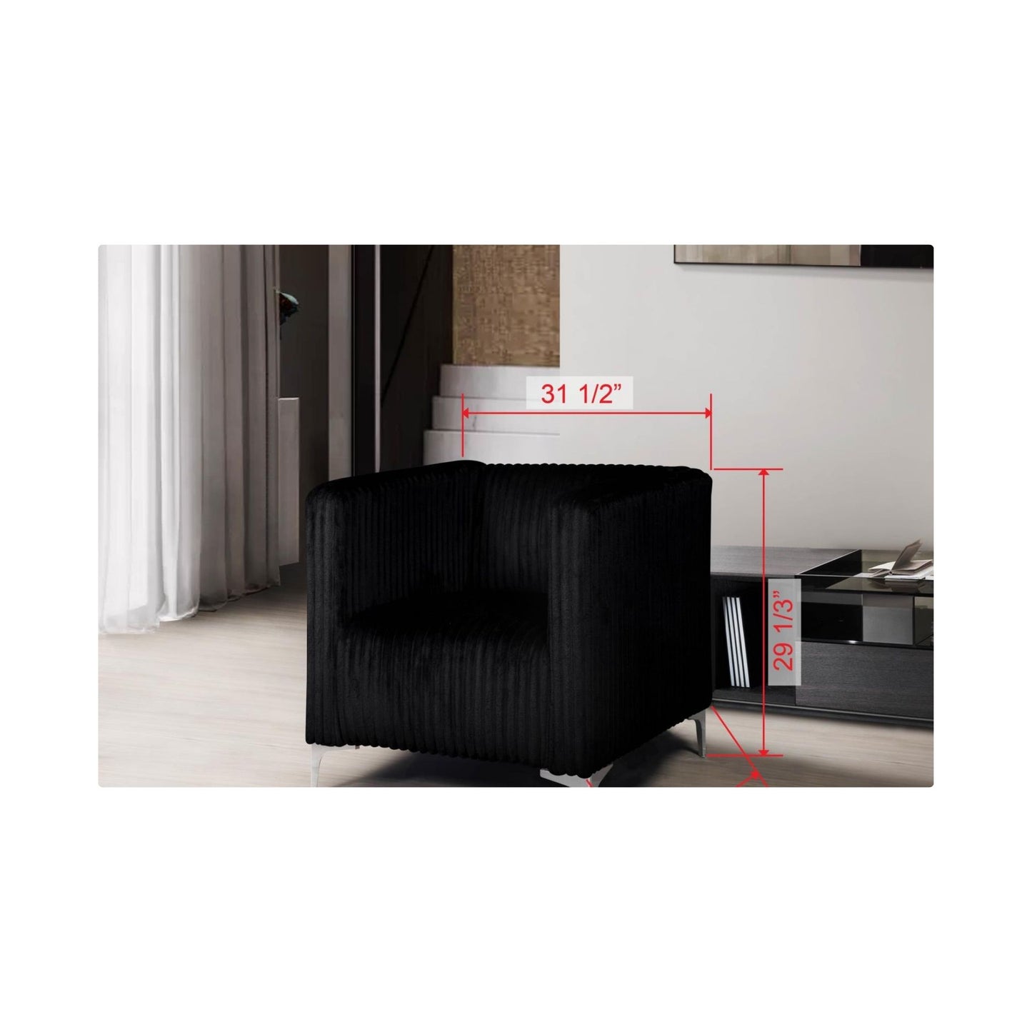 Austin - Chair (Black), Velvet, Black With : N/A Box: 1 of 1 Each