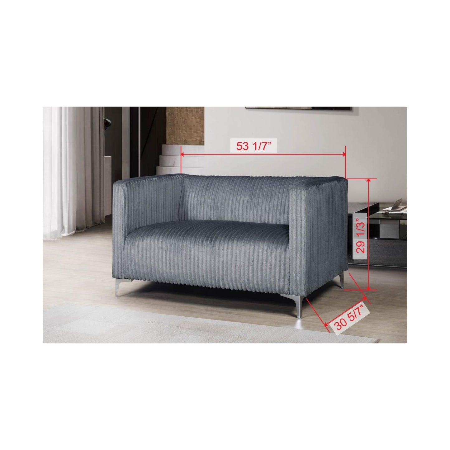 Austin - Chair (Gray), Velvet, Gray
