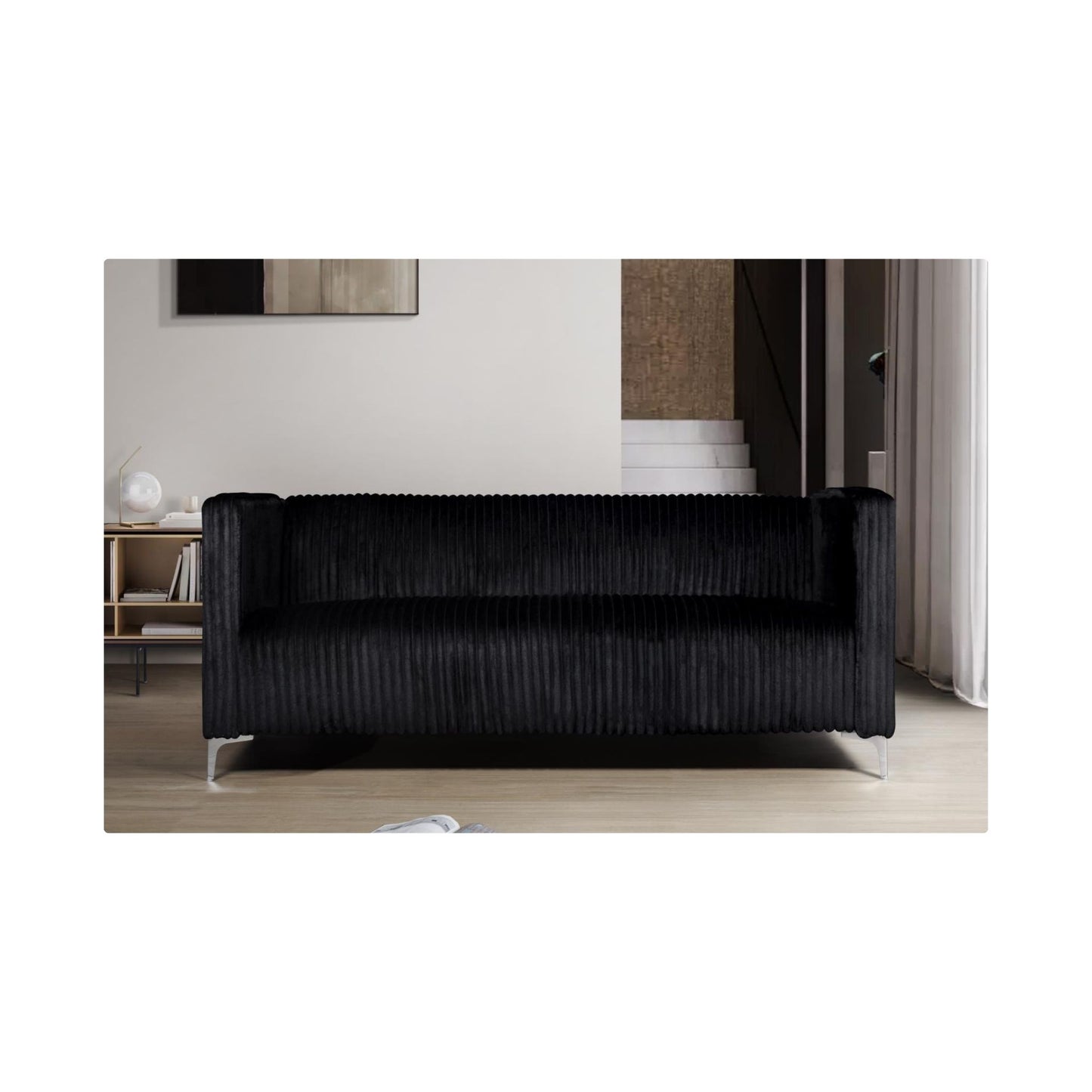 Austin - Sofa (Black), Velvet, Black With : N/A Box: 1 of 1 Each