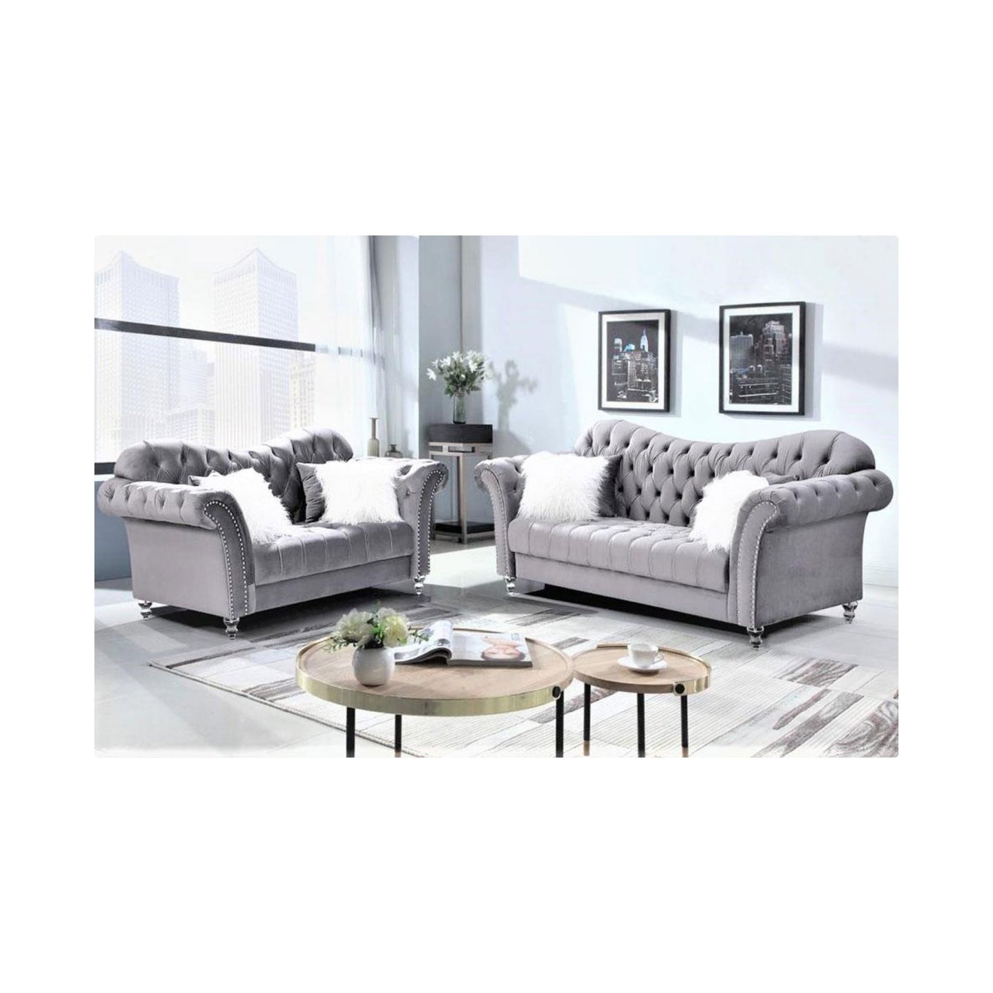 Bayan - Chair, Stationary, Velvet, Gray Box