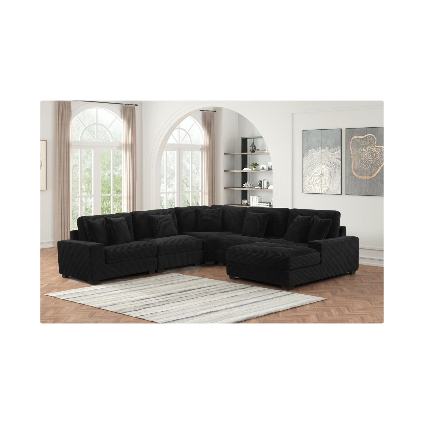 Carla - Black 2PC Sectional (LAF Chair and RAF Chaise )