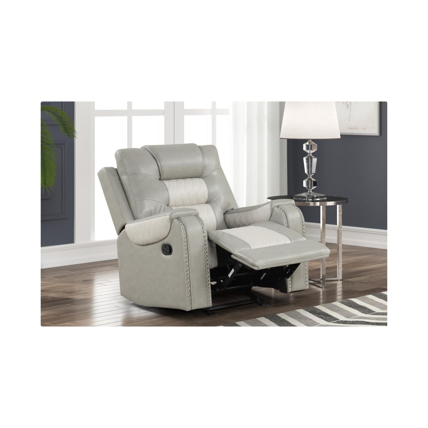 Gray & Ice Manual Rocker Recliner