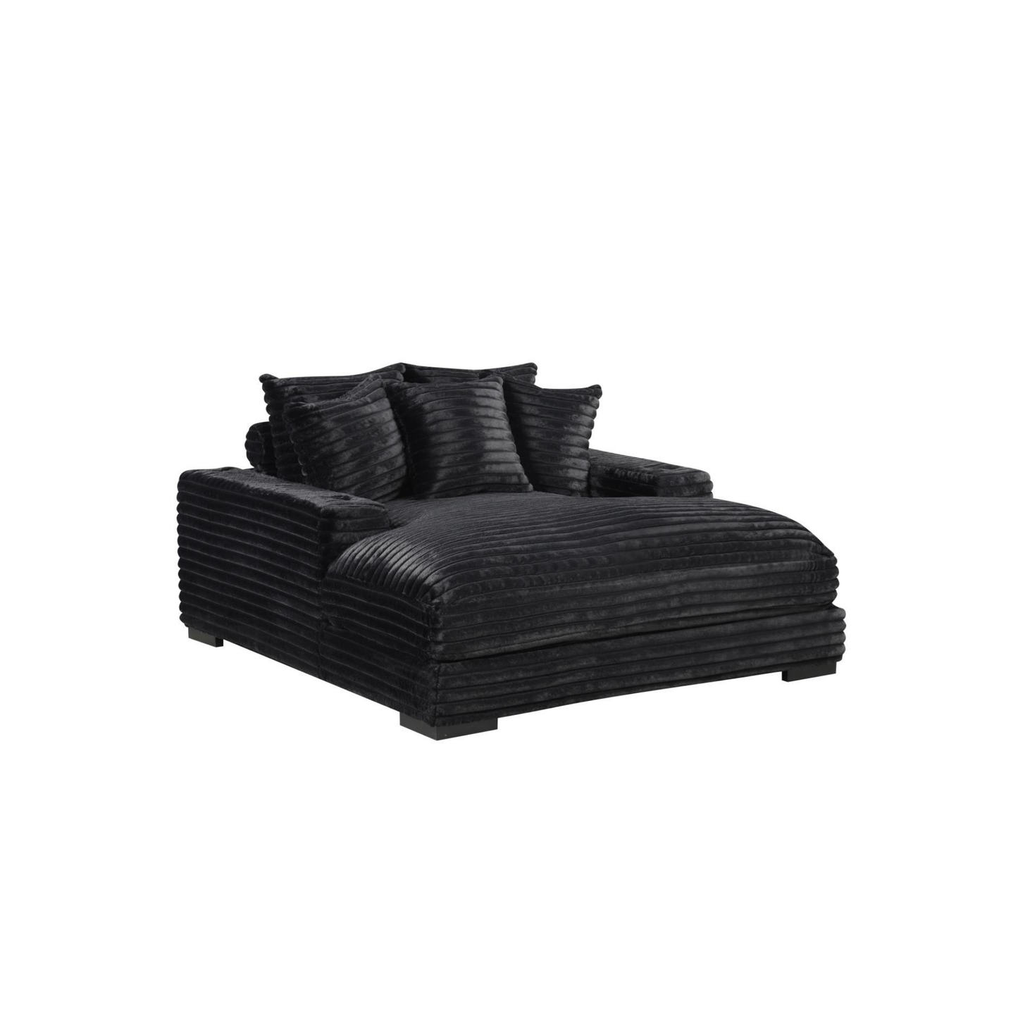 Julia - Black Chaise Lounge with Cup Holder, USB Type-C