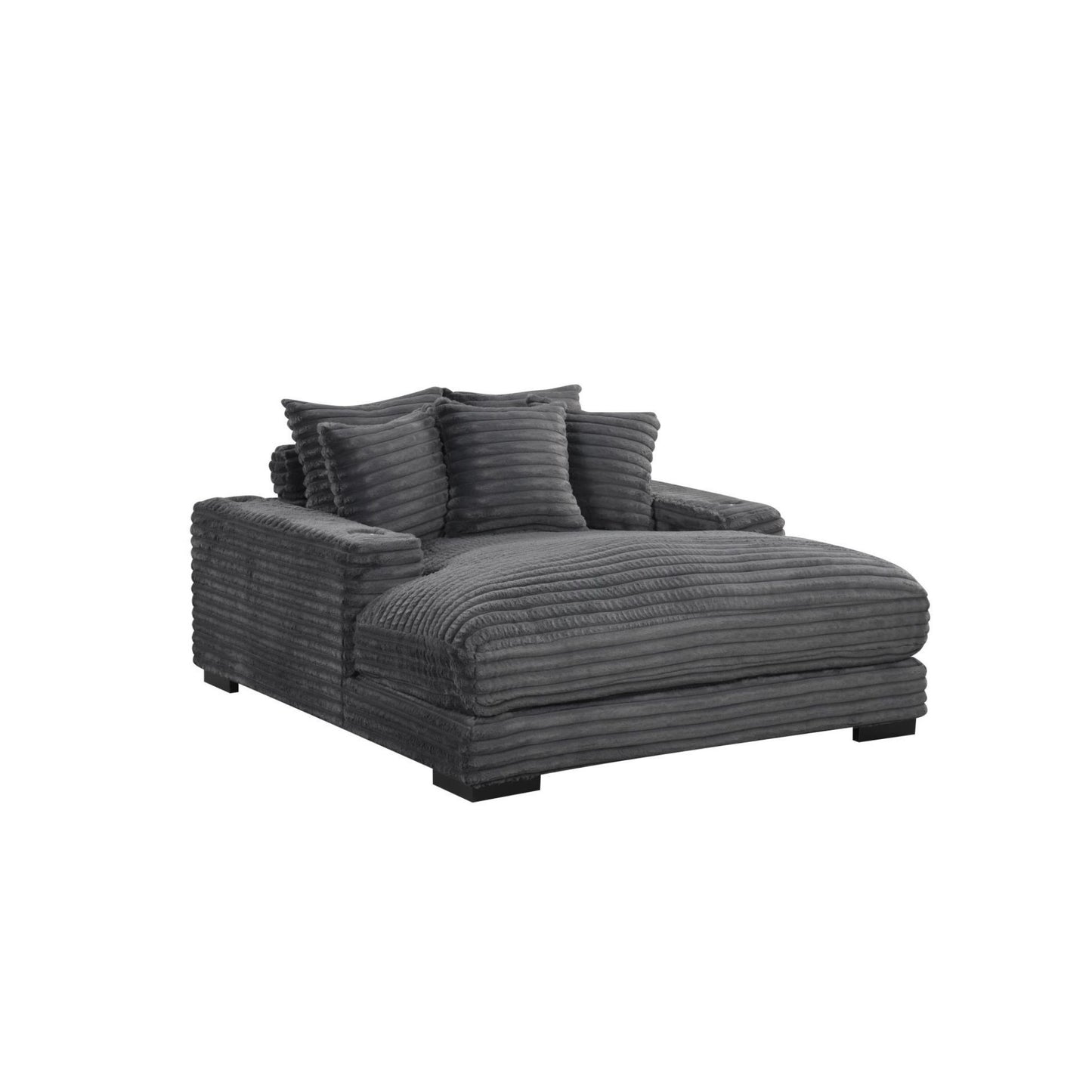 Julia - Charcoal Chaise Lounge with Two Cup Holder,
