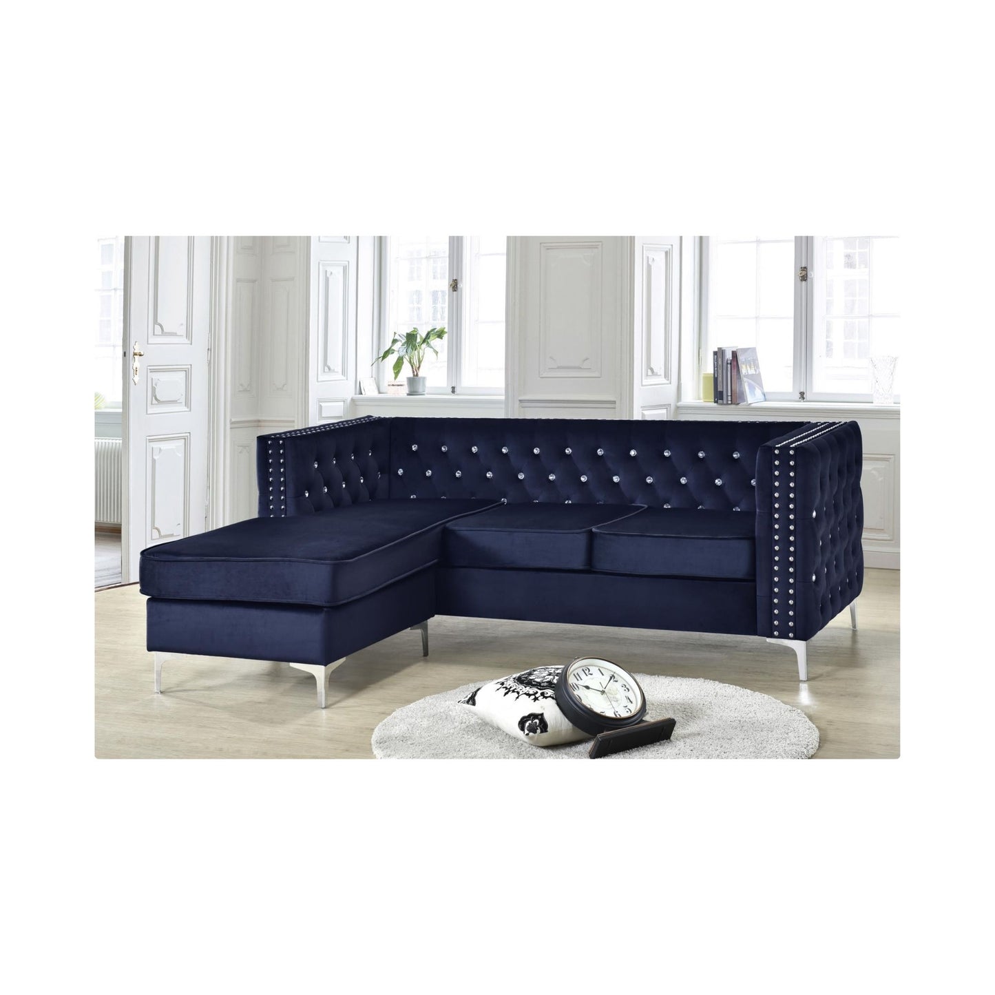 Rio - Sectional, Stationary, Velvet, Blue, Each