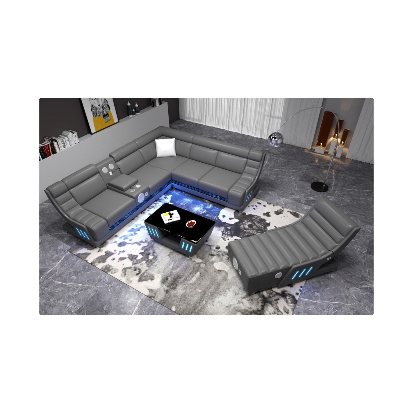 Tokyo - Gray Armless Chair with Multi Color LED