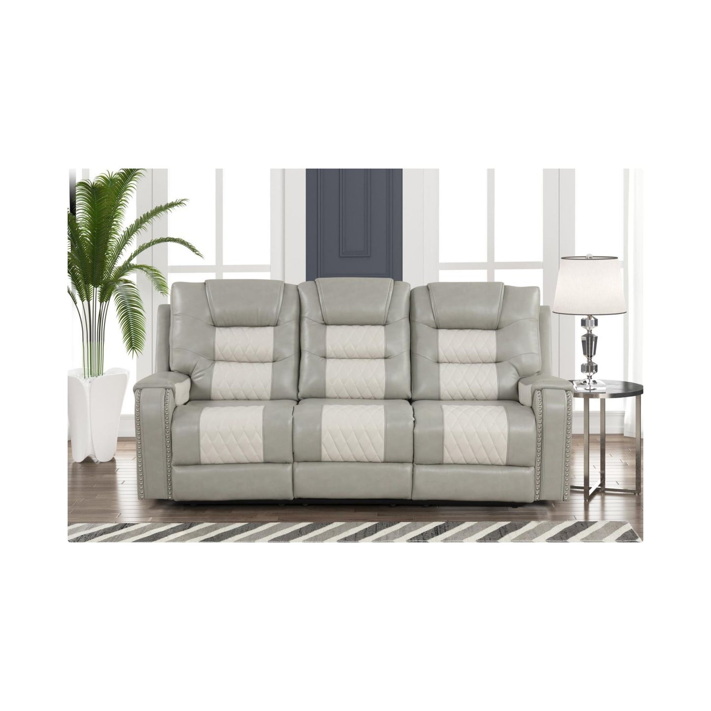 Transformer chair L363_83Loveseat-Gray & Ice Manual Recliner Loveseat with Storage Console