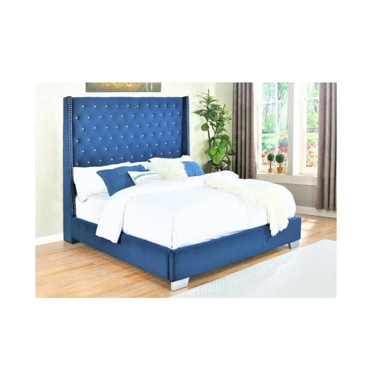 B134 Blue Velvet Bed