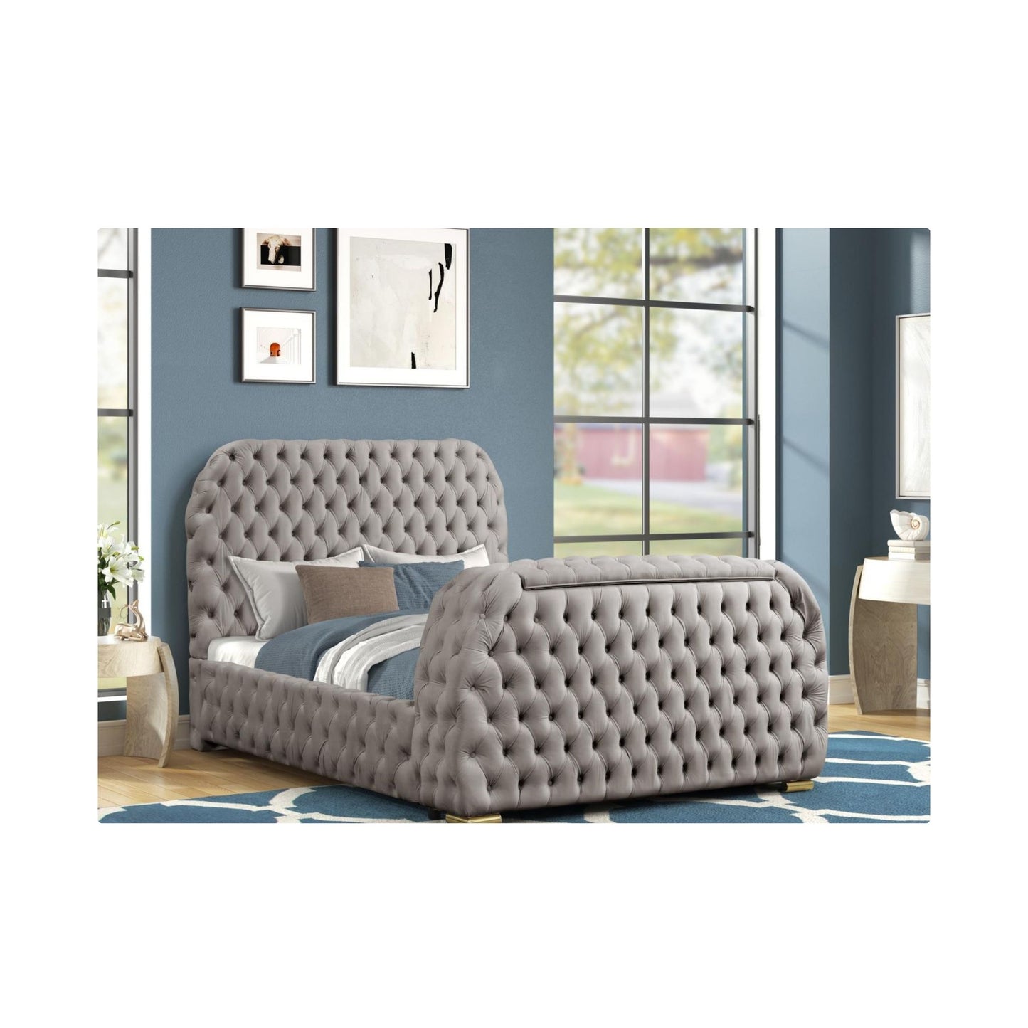 B141 Upholstered Velvet Bed