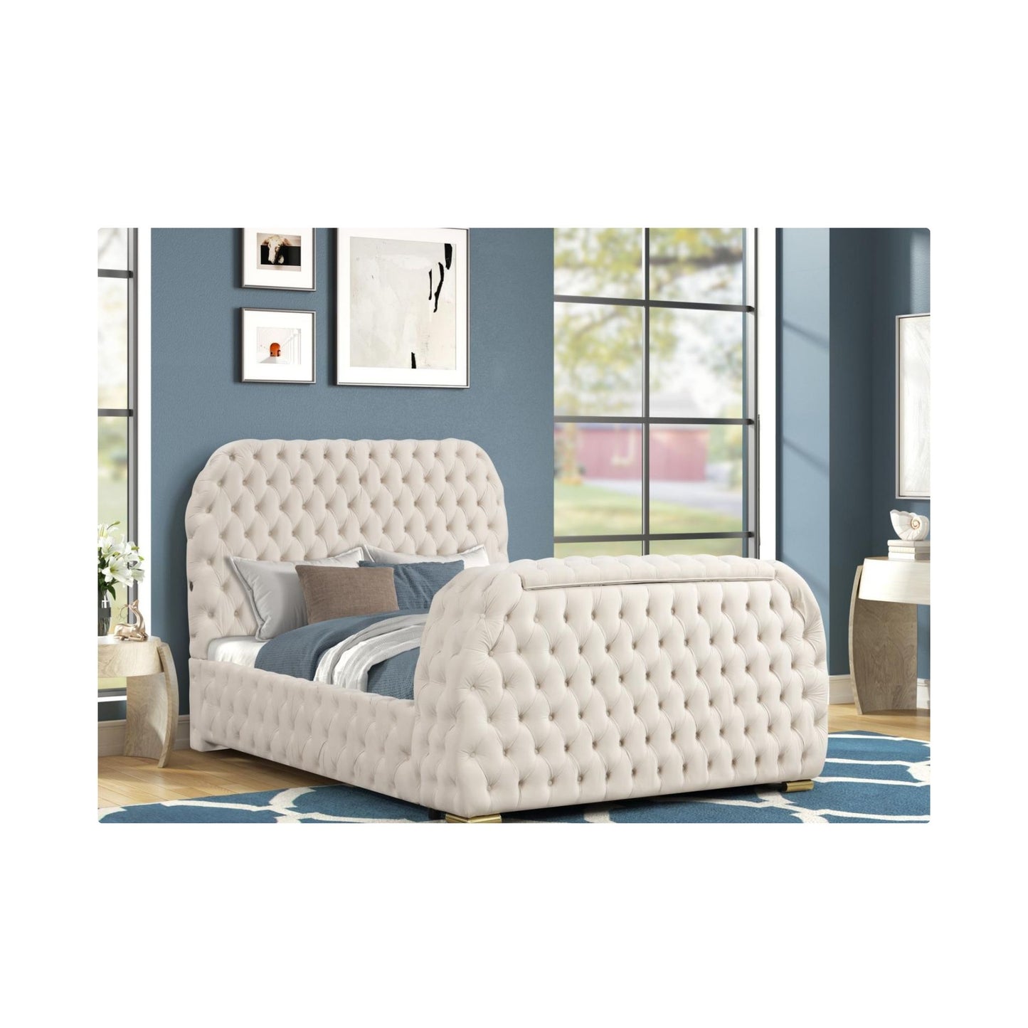 B142 Upholstered Velvet Bed