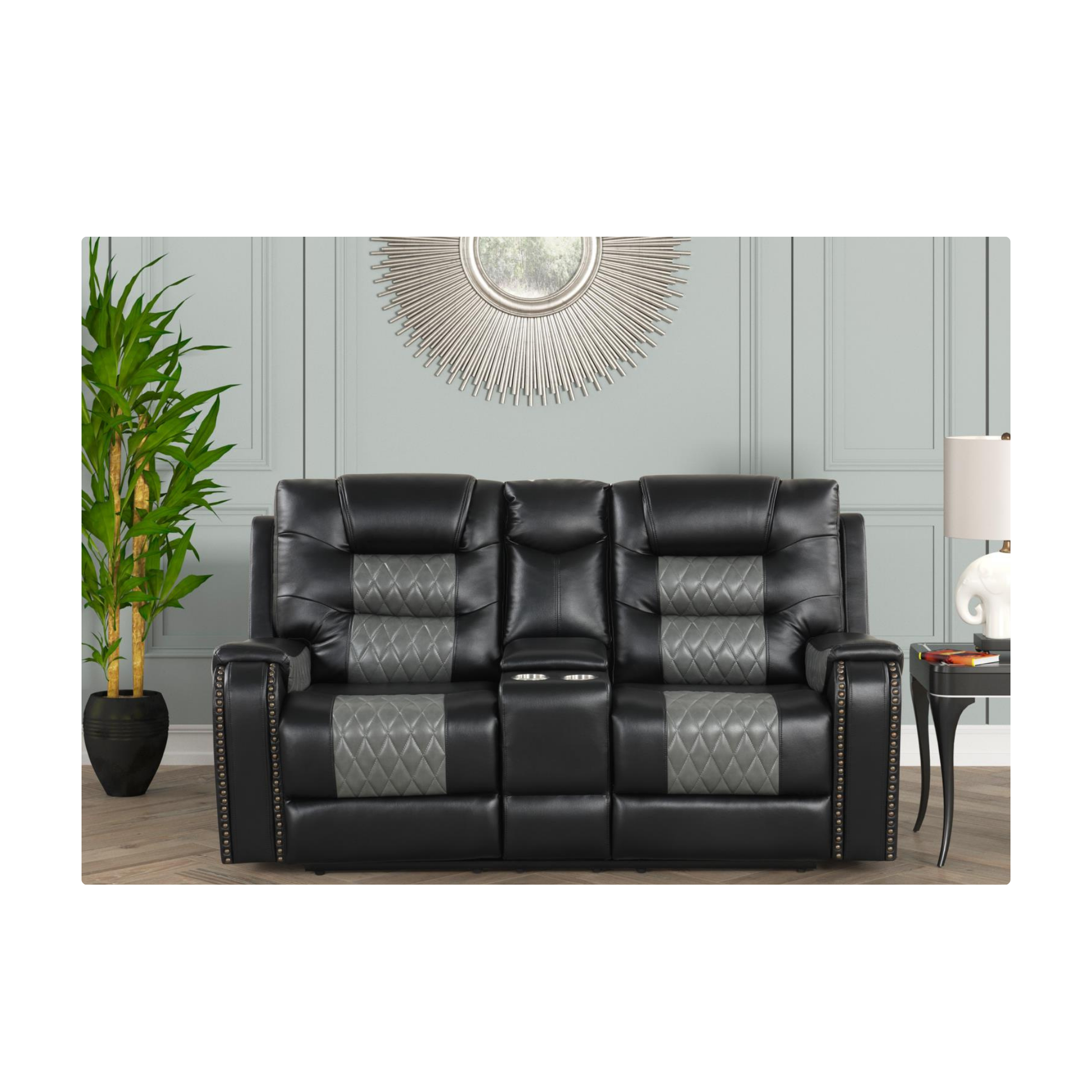 2 tone grey love seat