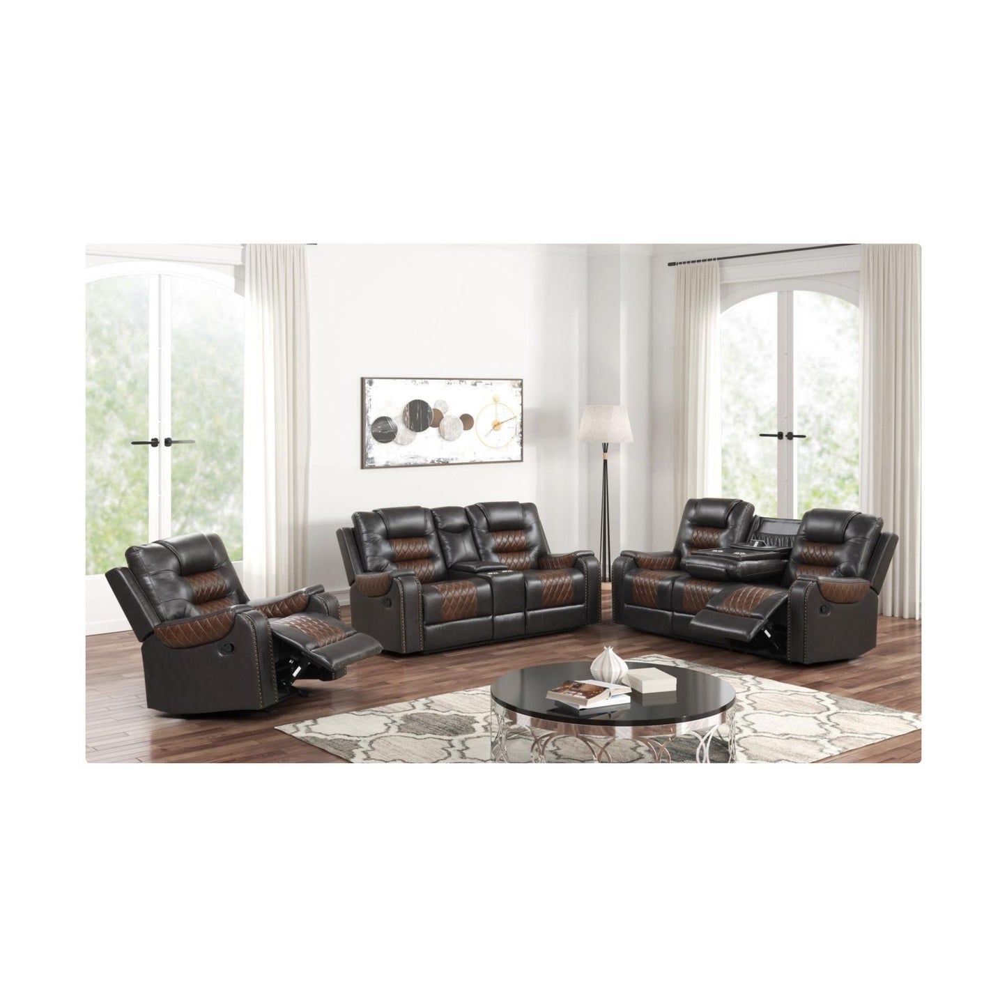 2tone brown living room set