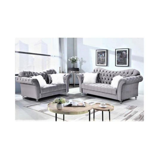 Bayan - Chair, Stationary, Velvet, Gray Box