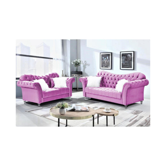 Bayan - Sofa, Stationary, Velvet, Pink Box