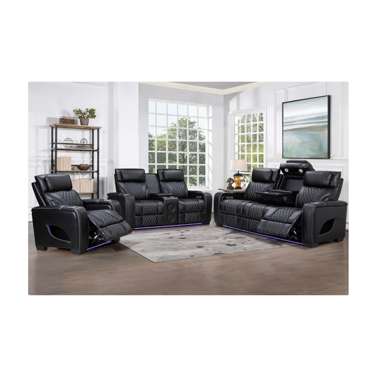 Black living room recliner set