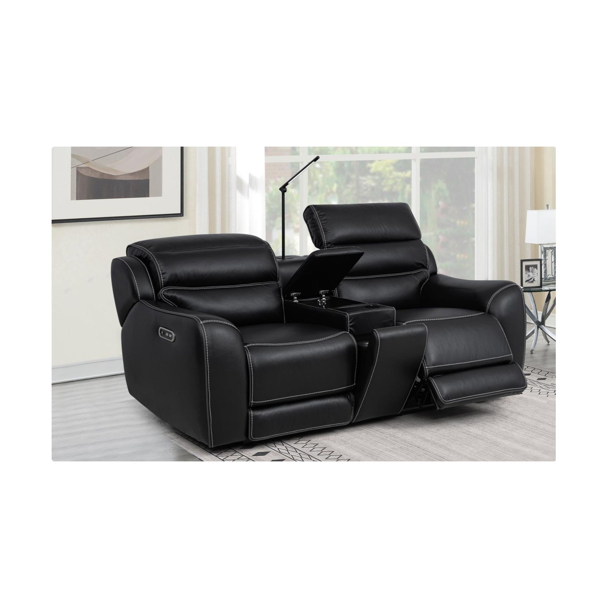 Black loveseat with Console