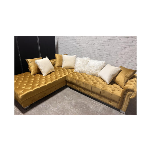 County - Sectional, Stationary, Velvet, Gold Each