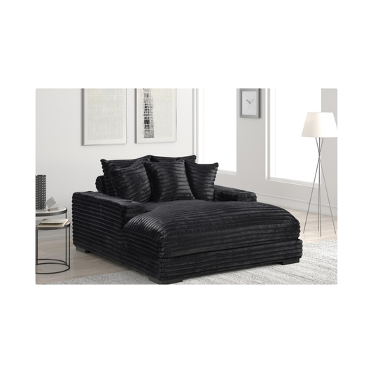 Julia - Black Chaise Lounge with Two Cup Holder, USB Type-C