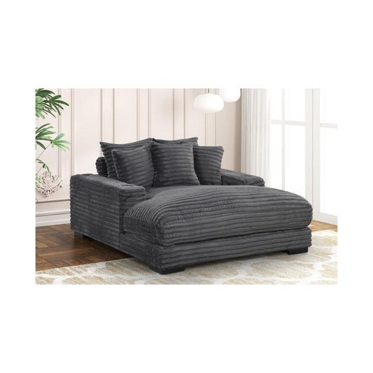 Julia - Charcoal Chaise Lounge with Two Cup Holder, USB Type-C