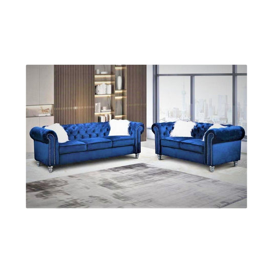 LCL013 - Loveseat, Stationary, Velvet, Blue Each