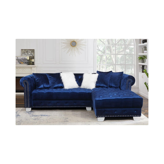 Prime - Sectional - L39, Stationary, Velvet, Blue Box: 1 of 1 Each