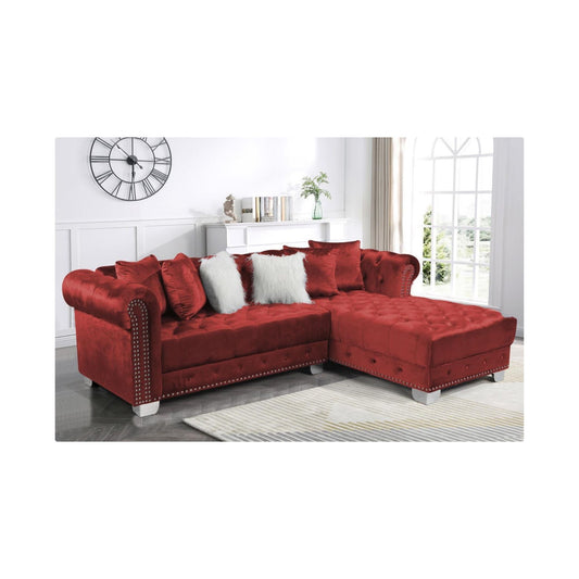 Prime - Sectional - L39, Stationary, Velvet, Burgundy Box: 1 of 1 Each