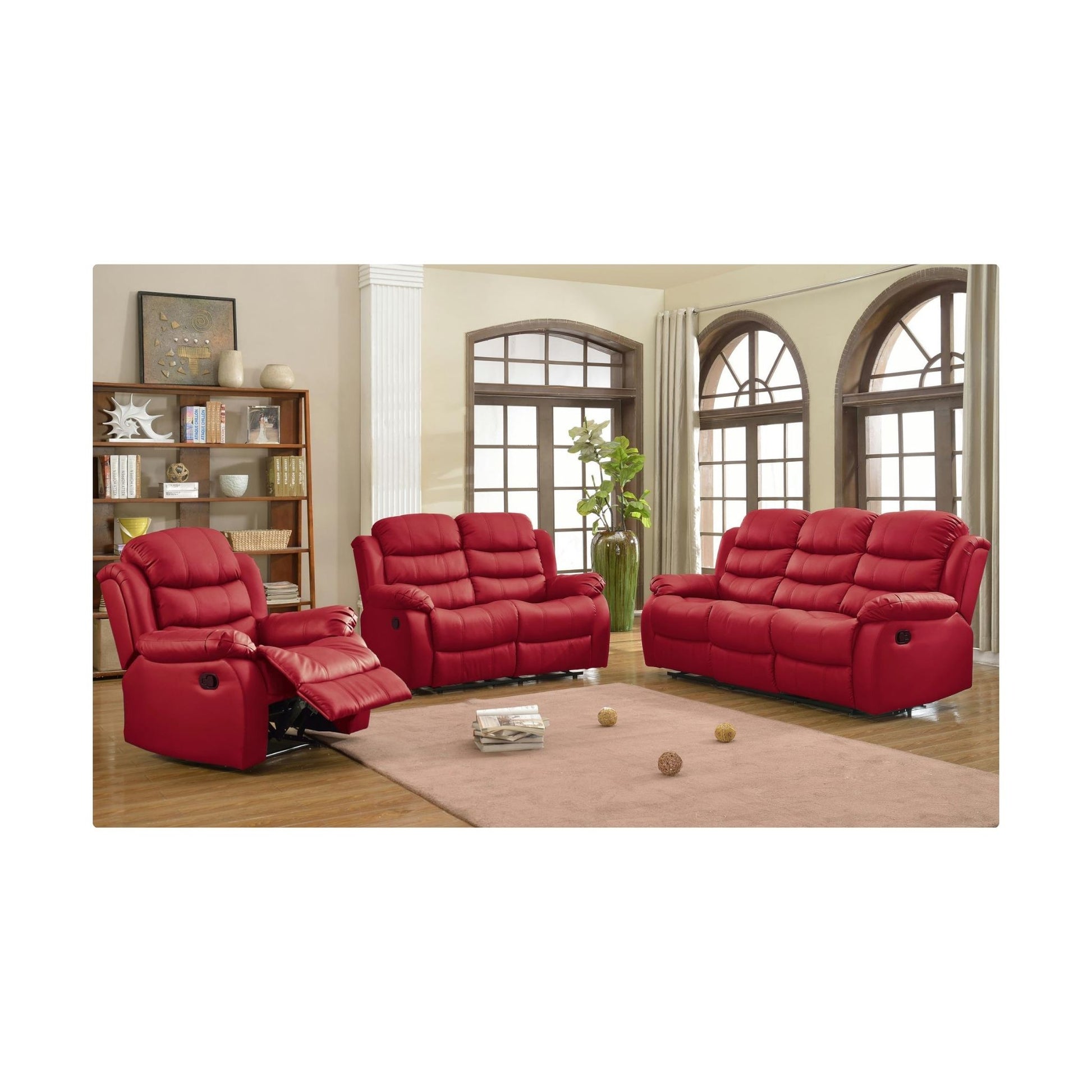 Red three piece living room set