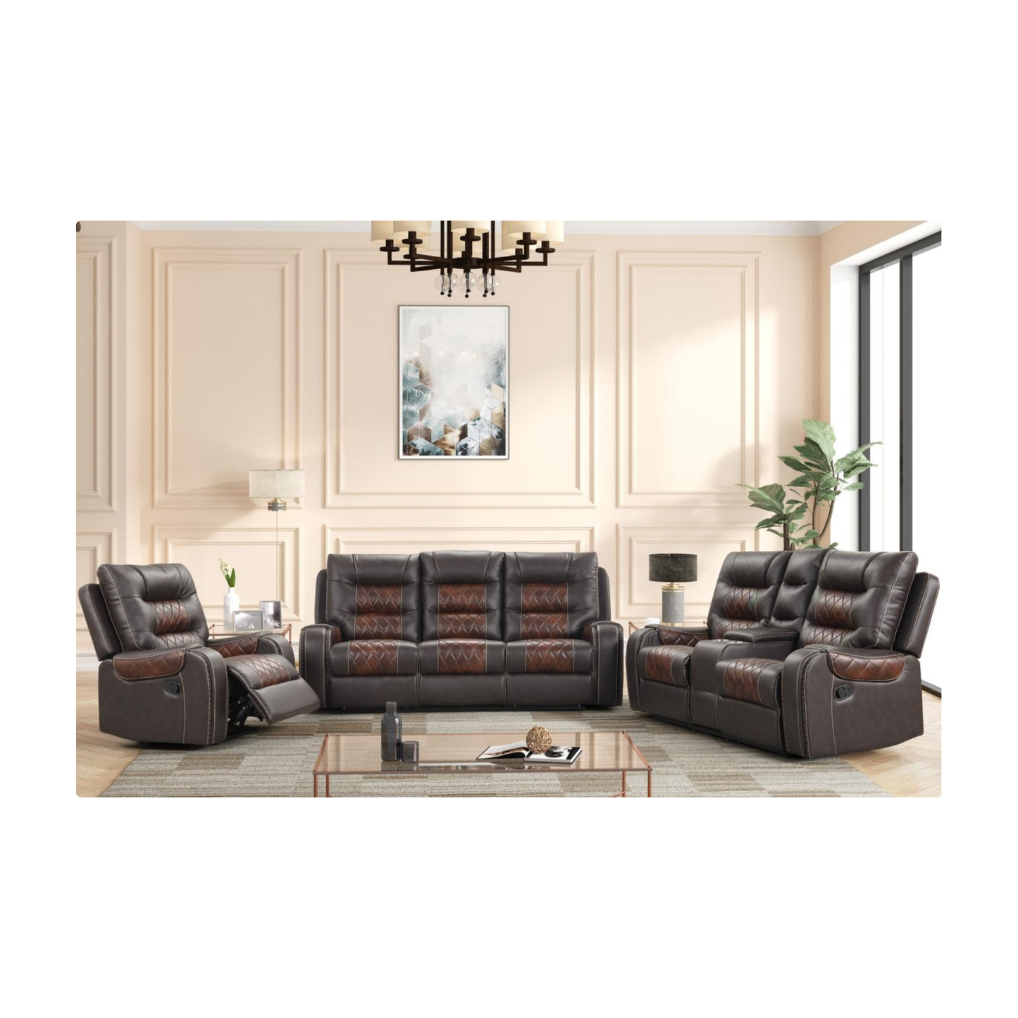 Three piece living room set 2tone 