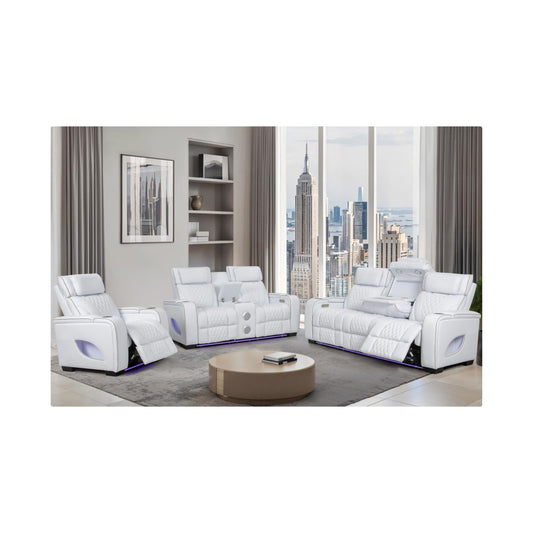 three piece white livingroom set