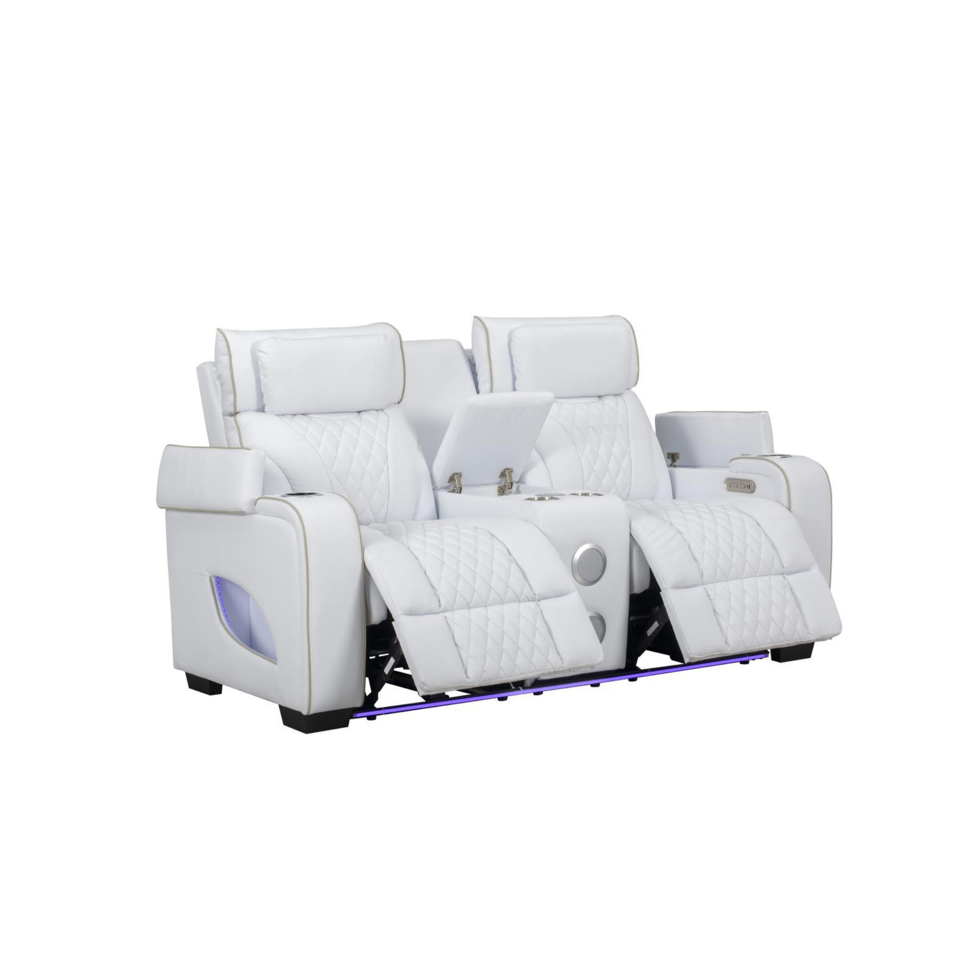 white loveseat with console